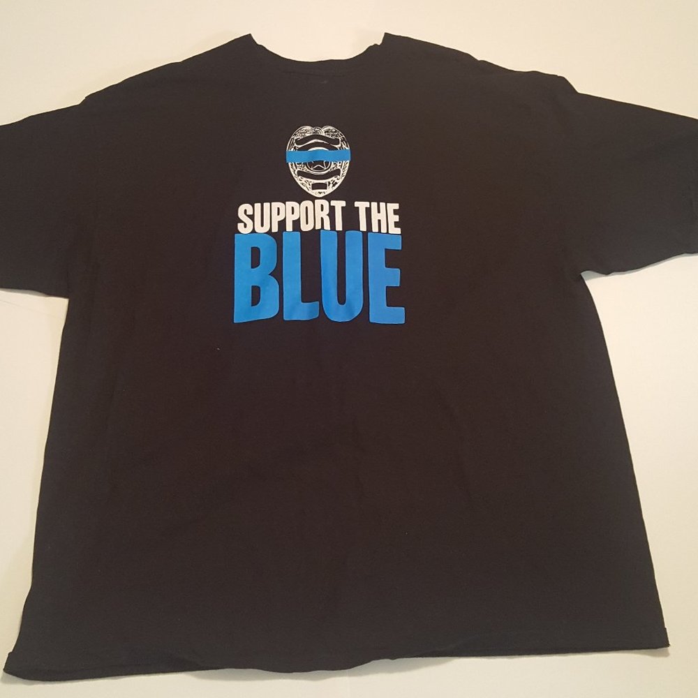 Support The Blue Men Black T Shirt 3XL Pre owned